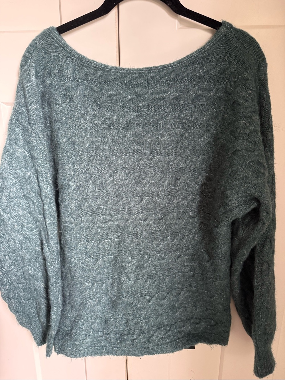 Abercrombie & Fitch Fuzzy Knit Scoop Neck Sweater Green Small